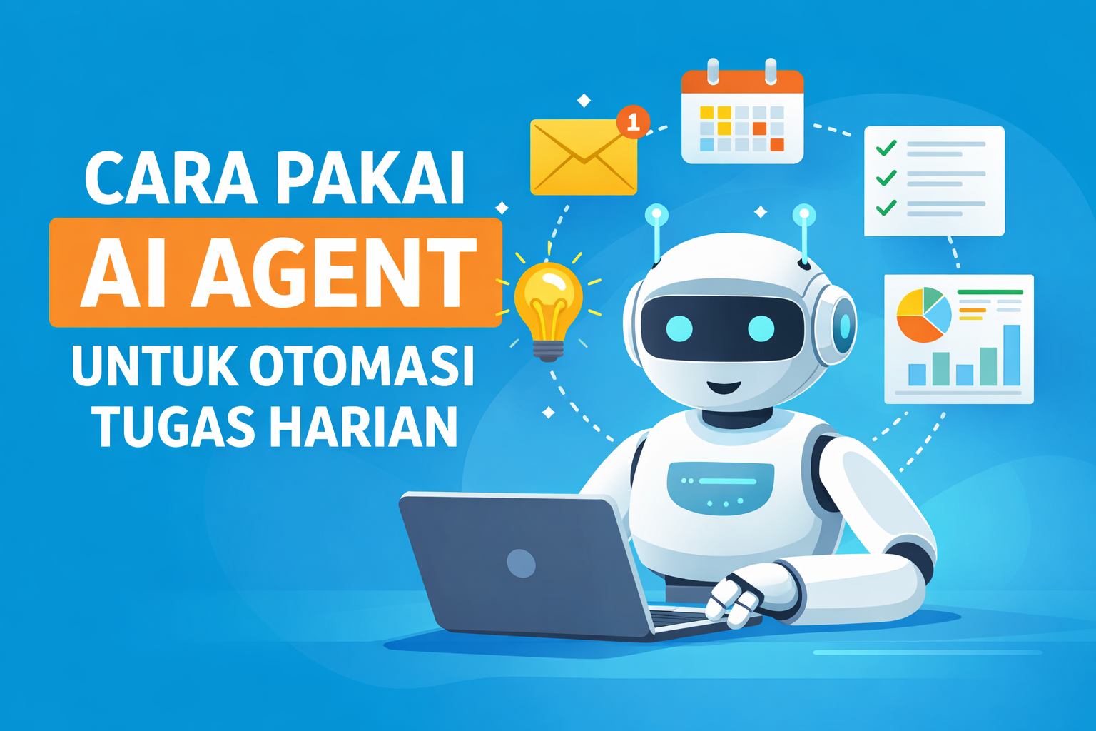 Ilustrasi Cara pakai AI agent membantu otomasi tugas harian dan produktivitas kerja digital