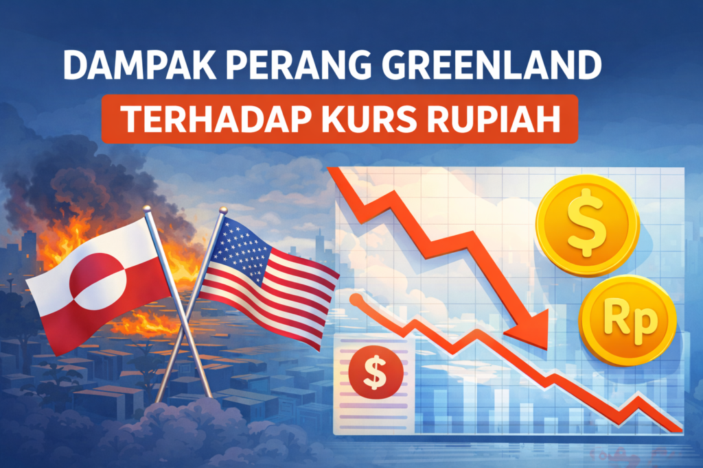 Grafik nilai kurs rupiah terhadap dolar AS di tengah ketegangan geopolitik Greenland