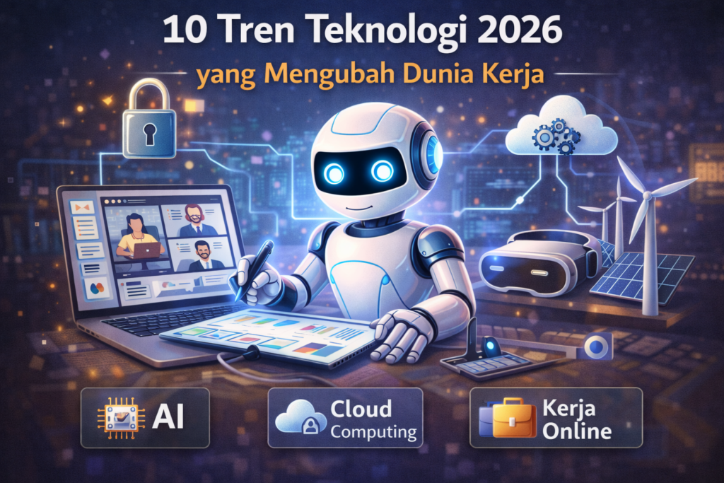 Ilustrasi tren teknologi 2026 yang memengaruhi dunia kerja digital dan model kerja modern